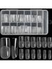 120Pcs Clear Full Cover Square Acrylic False Nails 12 Sizes French Nail Tips For Extension Salon DIY