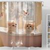 1pc Cute Cat and Butterfly Bubble Bath Shower Curtain - Bathroom Decor with Hooks, Machine Washable, Stain Resistant Design