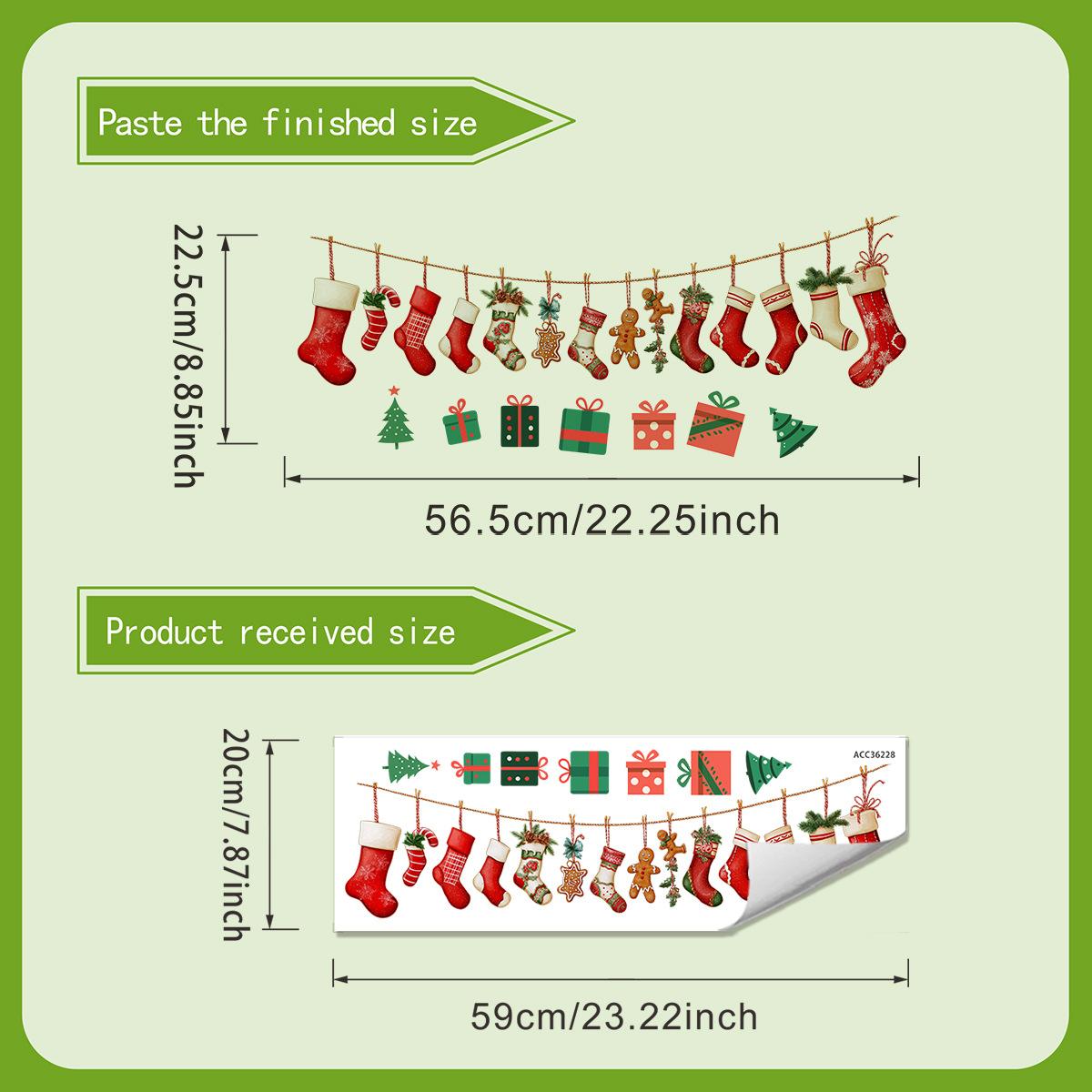

Cartoon Christmas Stocking Gift Box Wall Stickers, Christmas Room Decoration Wall Stickers 30*60cm