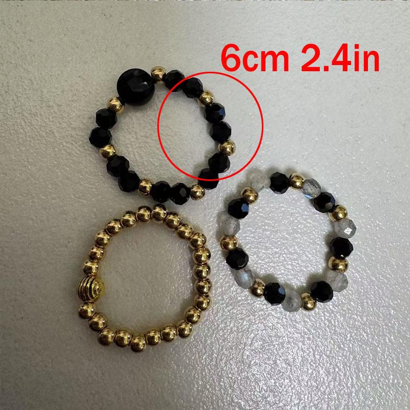 Black Onyx Beaded Stretch Rings