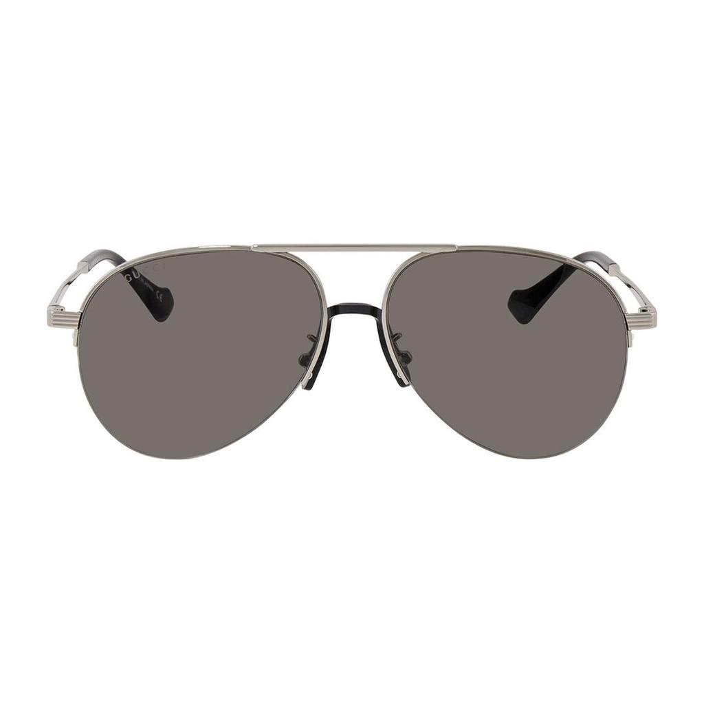 Gucci Logo Pilot Sunglasses Women sunglasses Silver GG0742S00158