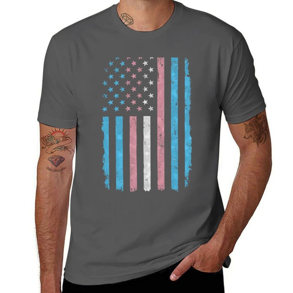 Transgender American Flag Trans Patriotic Usa Tshirt Light Athletic Short Sleeve Tee Shirt