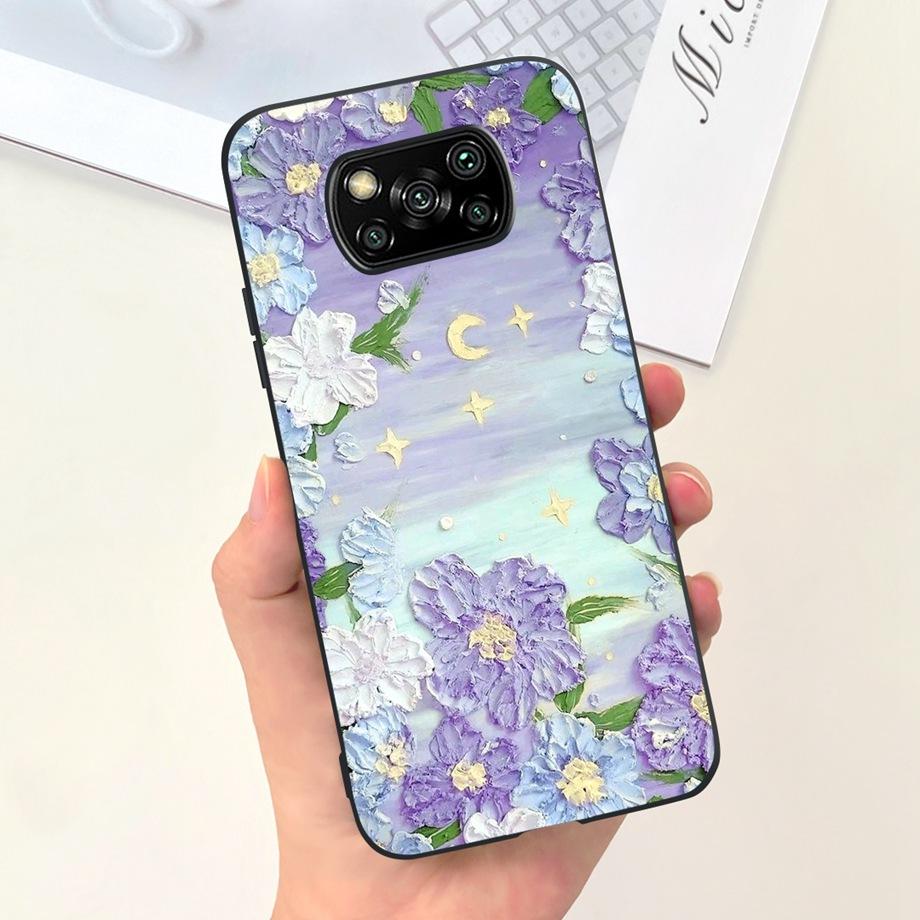 Pro Xiaomi Poco X3 Pro Pouzdro Poco X3 NFC Kryt Květina Roztomilý Kočka Malba Nárazník Skořápka Na PocoX3 X3Pro x3nfc Měkký Luxusní Silikon