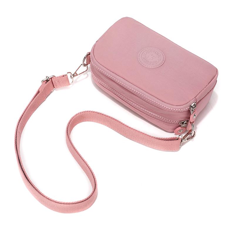 Portamonete in Nylon Leggero Grande Capacità Piccola Borsa Quadrata da Donna Borsa a Tracolla