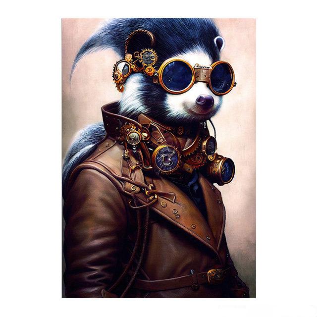 Steampunk Cat Wolf Astronaut Rabbit Poster Art Canvas Painting Retro Funny Animal Tiger Gorilla Poster Living Room Home Decor