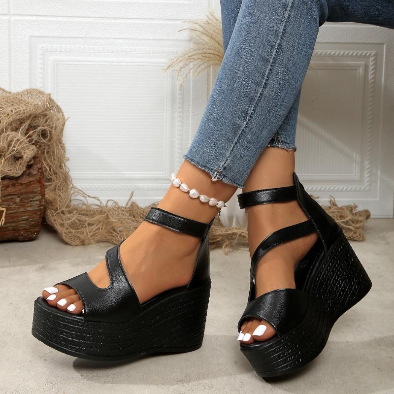 Women's Platform Sandals Casual Heeled Sandal Ankle Strap Gladiator Sandals for Women Leather Sandals Sandalias De Mujer