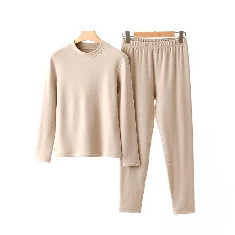 Women's Warm Fleece-Lined Velvet Underwear Set - Thickened, Close-Fitting, 460G Heating, Hyaluronic Acid Infused Winter Long Johns