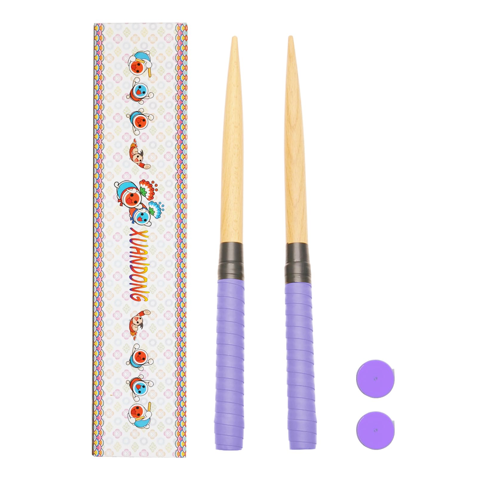 

XUANDONG Taiko no Tatsujin Мои барабанные палочки Сменная рукоятка Глянцевые Конические Твердолиственные Деревянные Палочки Заостренный Комбо Легко Использовать Ролл Аркадная Игра Набор из 2 с