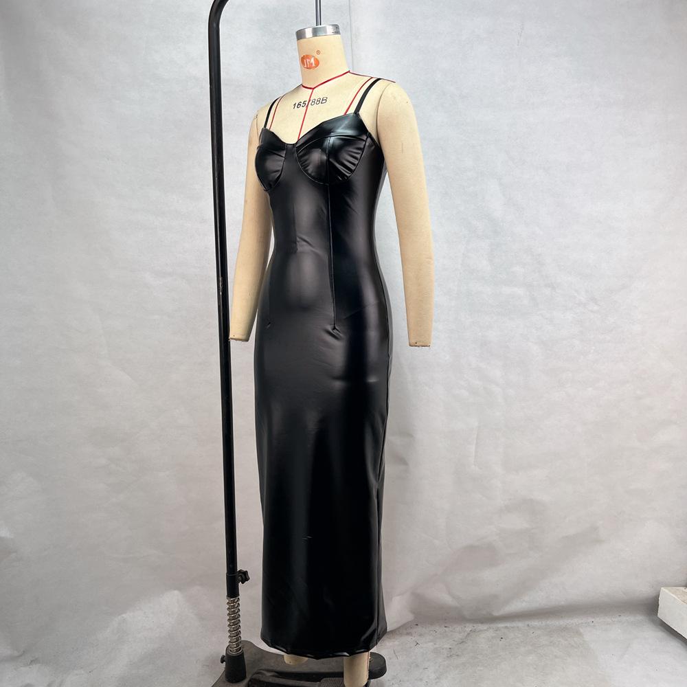 Women's Autumn and Winter Sexy Waisted Tight Split Package Hip Camisole Dresses