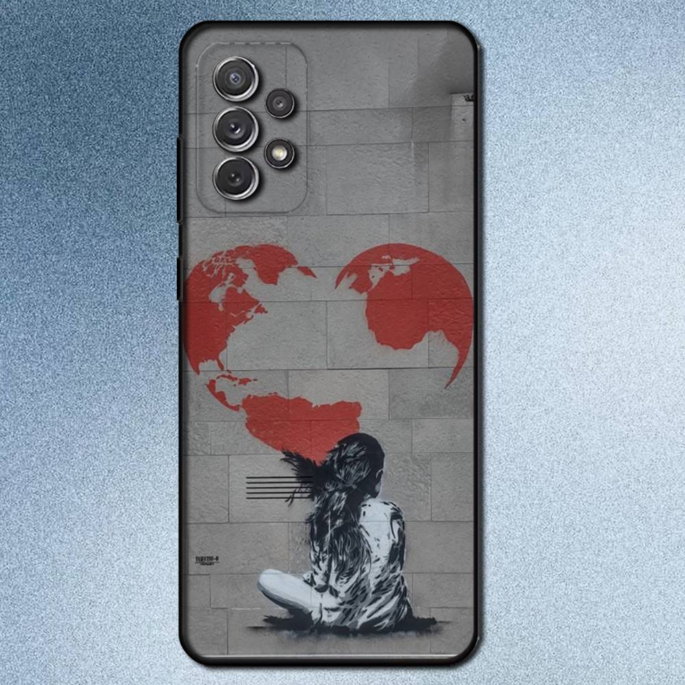 Etui na telefon Banksy Graffiti Wojna Dla Samsung S25,S24,S21,S22,S23,S30,Ultra,S20,Plus,Fe,Lite,Note,10,9,5G Czarne Pokrowiec