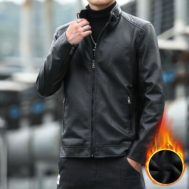 

Кожаная мужская осенне-зимняя новая мужская кожаная куртка-пальто плюс бархатная деловая повседневная мотоциклетная куртка 4XL