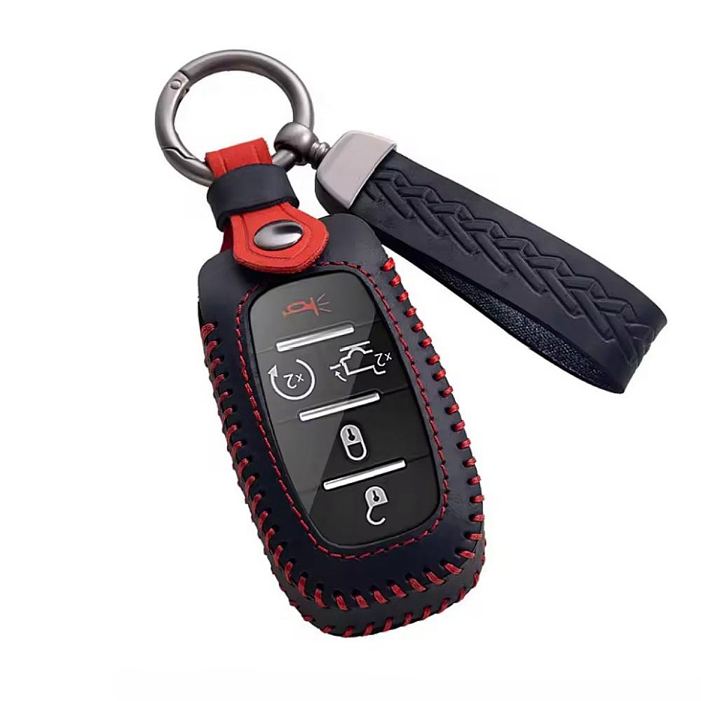 

Кожаный чехол для ключа автомобиля для Dodge RAM 1500 2500 3500 4500 5500 TRX Пикап 2019 2020 2021 2022 Chrysler Jeep Grand Cherokee чёрный
