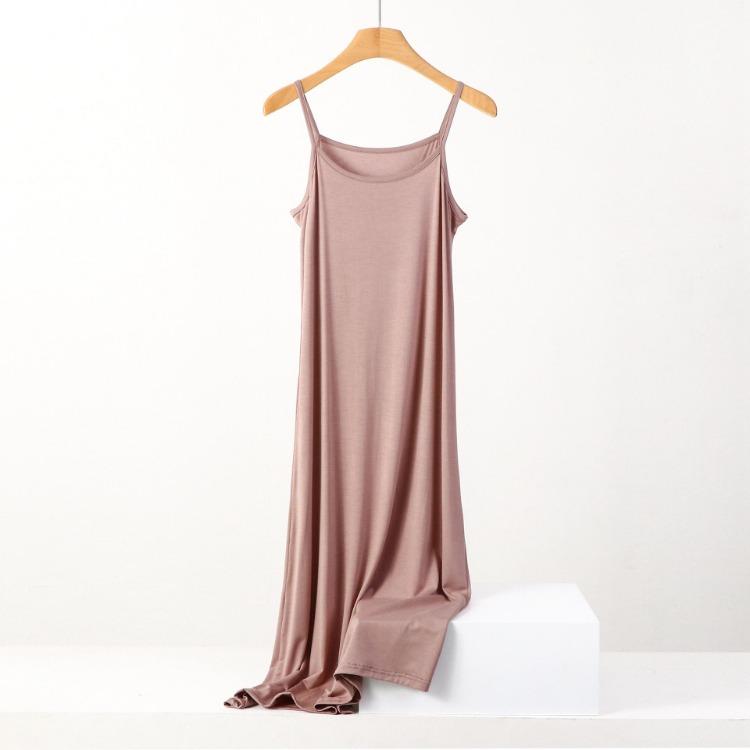 Plus Size Loose Fit Modal Camisole Pajamas Dress Comfortable Anti Exposure for 200 Lbs