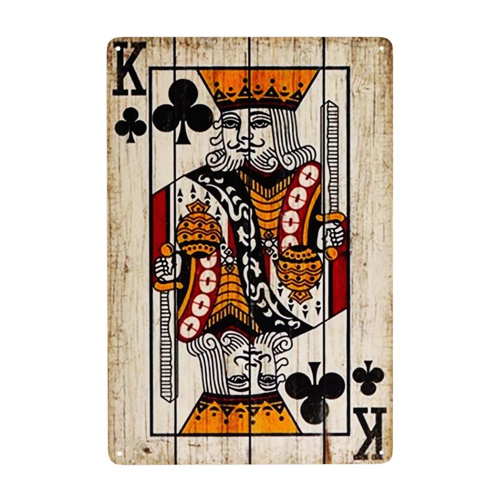 Vintage Poker Metal Sign Retro Joker Tin Sign King Jack Sign Wall Decoration for Home Cafe Pub Bar Shop 8x12 Inch