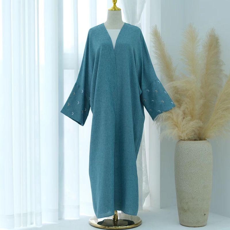 New Arrival Middle East Dubai Embroider Elegance Cardigan Robe Dress Embroidered Cardigan Dress