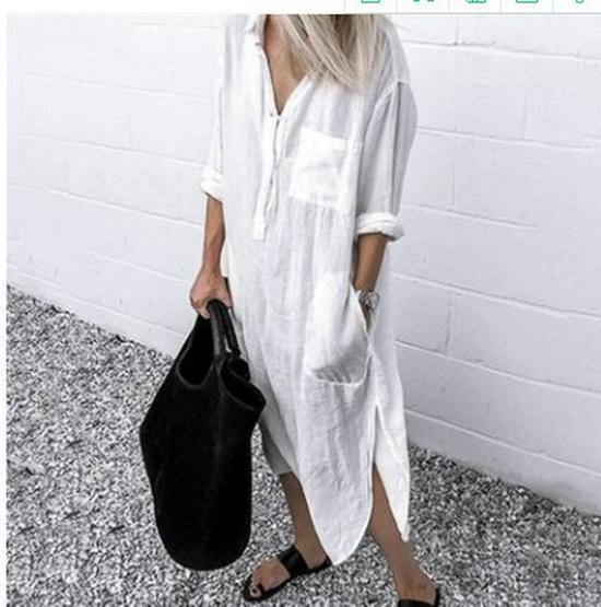 2025 Summer-Autumn Elegant Solid Color Rivet Button Long Shirt Dress