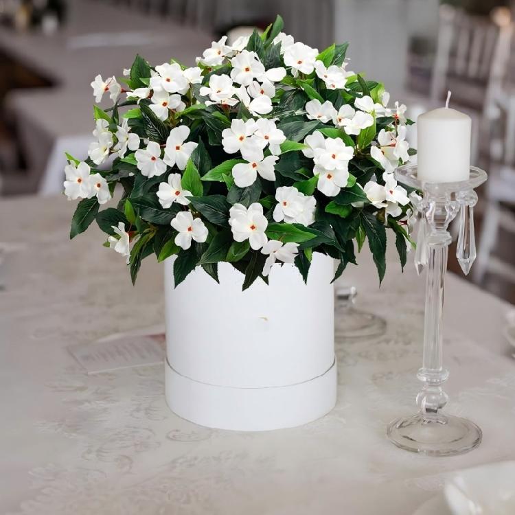 Pack of 2 Artificial Impatiens Balsamina Flowers Realistic Floral Arrangements Silk Stems for Tabletop Displays