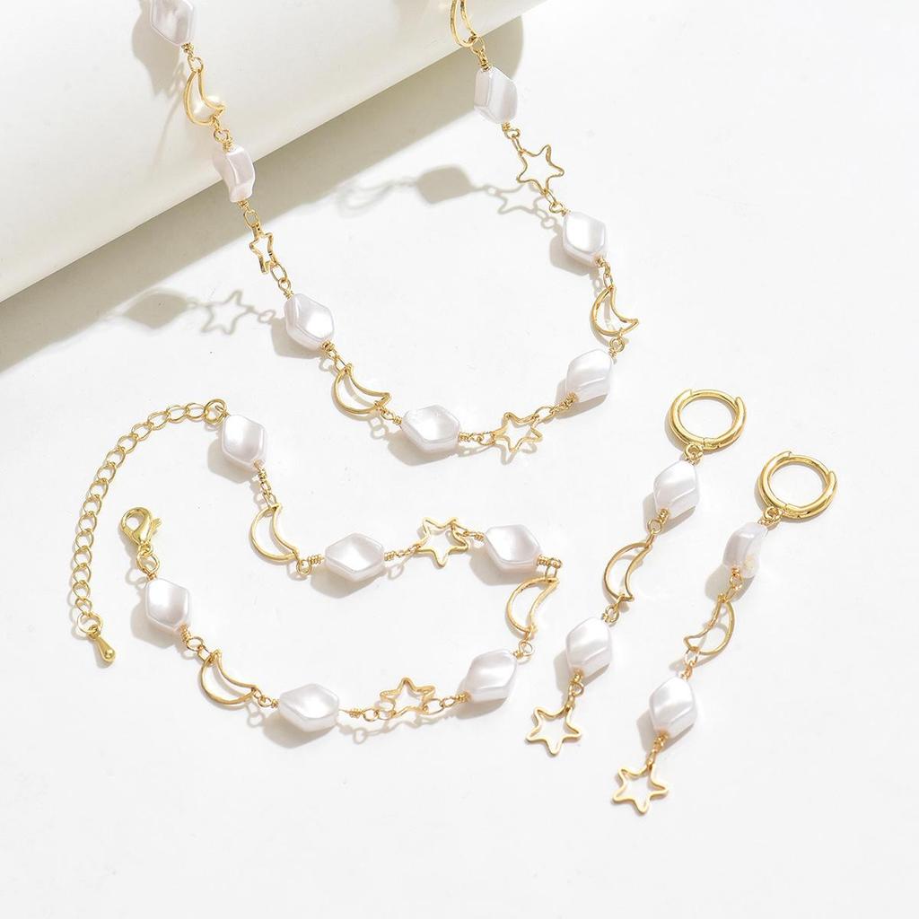 Hochwertiges Perlenhalsketten- & Armband-Set: Leichter Luxus Schmuck für Damen für Herbst/Winter