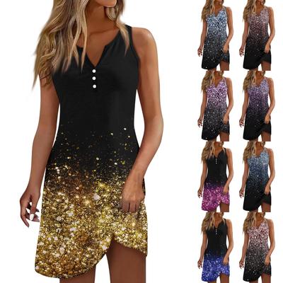 Women's Casual Dress Floral Button Print V Neck Active Fashion Outdoor Street Sleeveless Loose Fit Summer