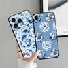 Case for Apple iPhone 17 Pro Max 11 16 12 14 15 Pro 7 8 13 XR XS MAX Air Funda Phone Cover Cartoon Blue Flower
