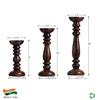 Wooden Candle Holder Stand with 3 Free Candles for Home & Table Decoration Best Handmade Gift for Christmas New