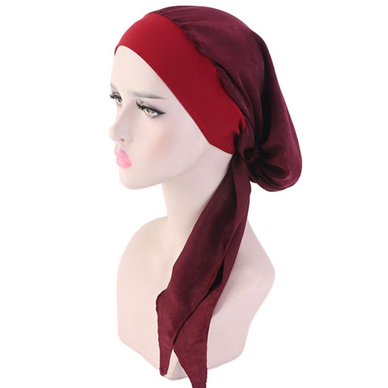 Neu Elastische Mode Turban Hut Druck Frauen Warme Winter Kopftuch Motorhaube Innere Hijabs Kappe Moslemisches Hijab