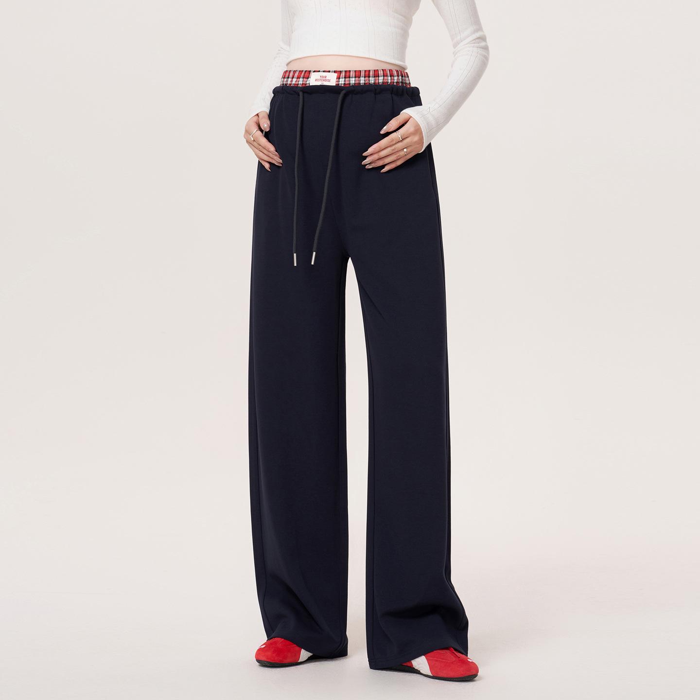 

Red Plaid Patchwork Maternity Wide Leg Pants - Slimming High Waist, Straight Leg, For Spring & Autumn 2025 XL