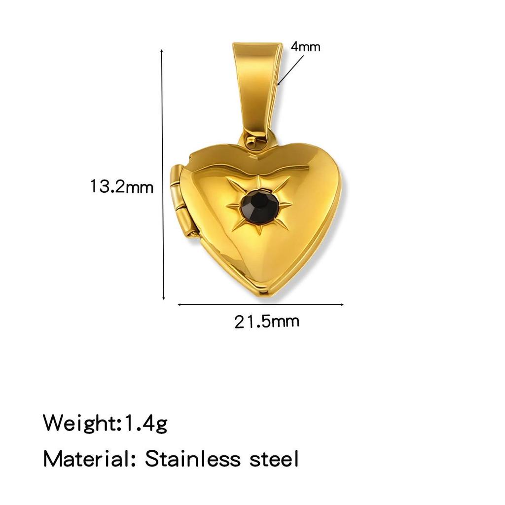 18K Gold-Plated Zirconia Heart Necklace Pendant with Birthstone, Stainless Steel, European & American Simple Design.