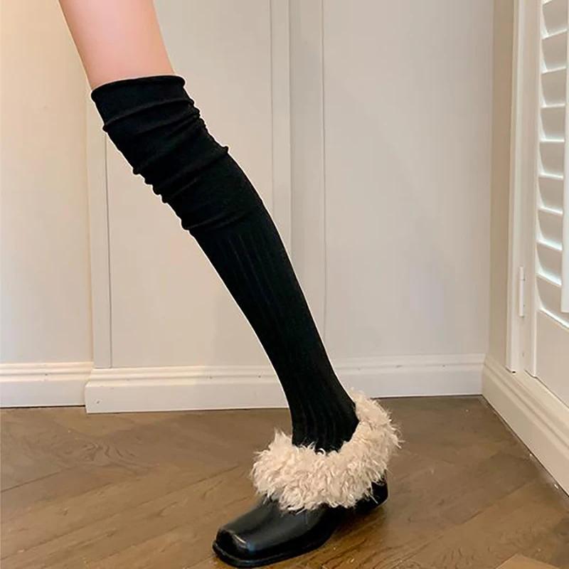 Designer Fluffy Mary Jane Shoes Fashion Shallow Slip On Shoes Winter Warm Square Toe Thick Heel Shoes