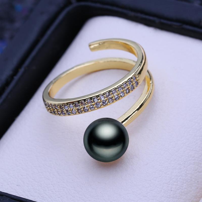 

LSOOYH кольца с натуральным пресноводным жемчугом для женщин, классическое золотого цвета, обручальное кольцо, подарки на день рождения, оптовая продажа adjustable чёрный