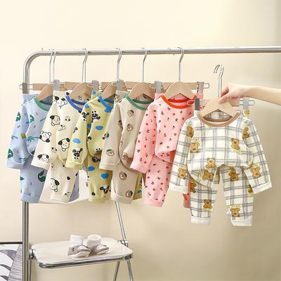 100% Cotton Kids Thermal Underwear Set Long Sleeve Pants Soft Sleepwear Homewear Cartoon Print Comfortable A Class Safety