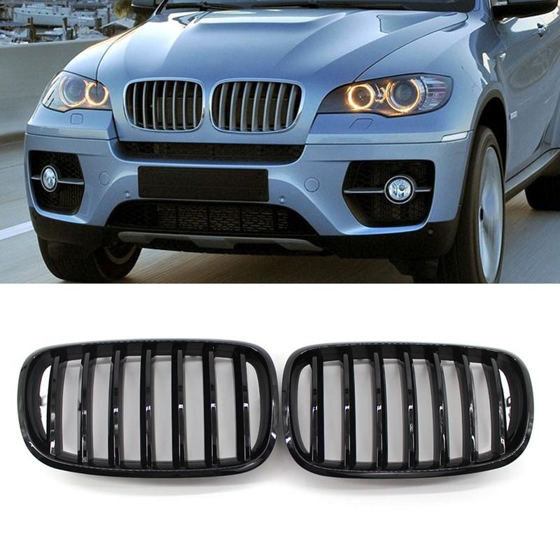 1 Pair Car Front Bumper Grill Gloss Black Front Bumper Racing Grille for BMW X5 E70 X6 E71 2007-2013 Car Accessories