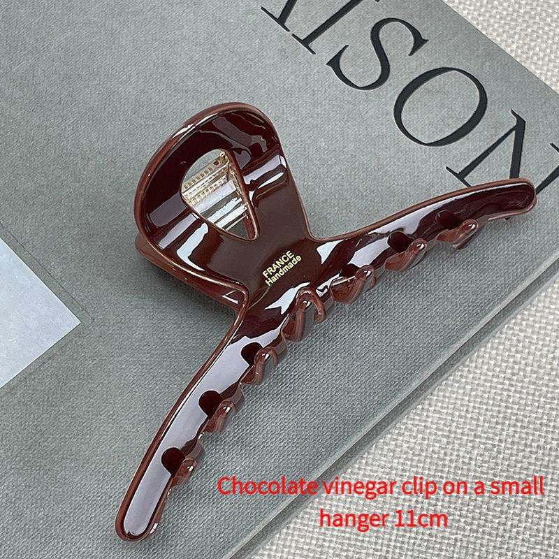 Chocolate Acetate Shark Hair Claw Elegant Women High Grade Back Head Hair Clip Fashion Luxury Solid Color Hair Grab Daily Hair Accessories