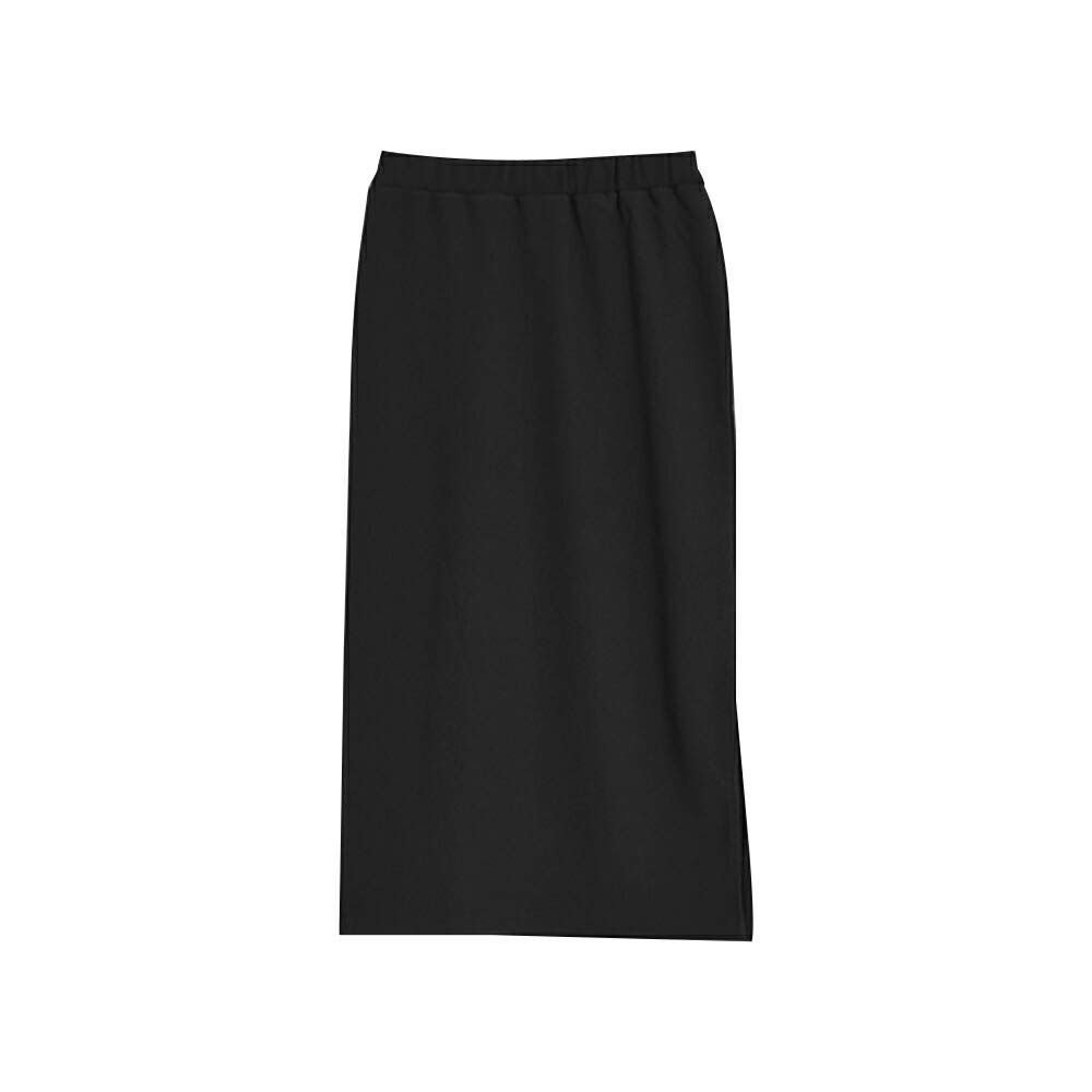 Aqua Garage Stretch Tight Long Side Size LL Women's Skirt, Spring/Summer, Length, Slit, Black,