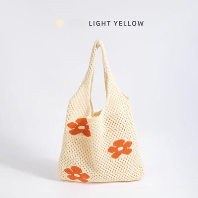New Japanese And Korean Tote Bag Flower Bag Knitted Bags Mesh Hollow Out Shoulder Bag