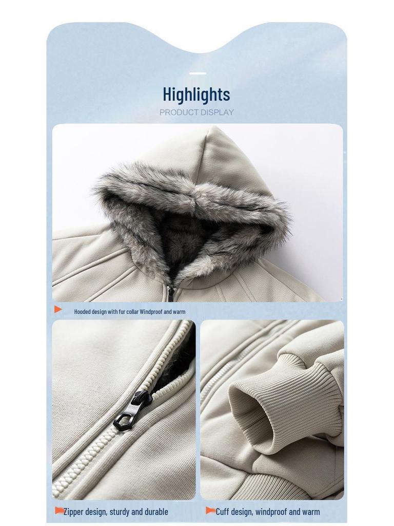 2025 Men's Trendy Lightweight Winter Jacket: Velvet-Lined, Thick, Warm, Fashionable, Loose-Fit Outerwear