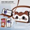 For iPhone 17 Pro Max Case Makeup Mirror Wallet Cute Raccoon Leather Phone Cover with Wrist/Shoulder Strap