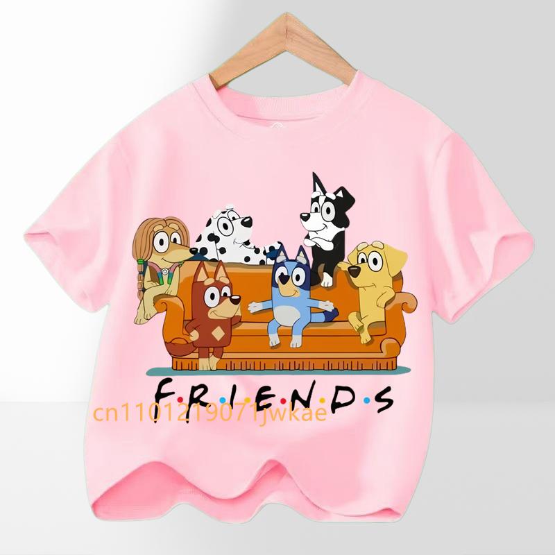 

Hot Bluey Themed Kids T-Shirt Boys Girls 2026 Summer Cartoon Printing Graphic Baby Outdoors Short Sleeve Tee Daily Wear Top 160