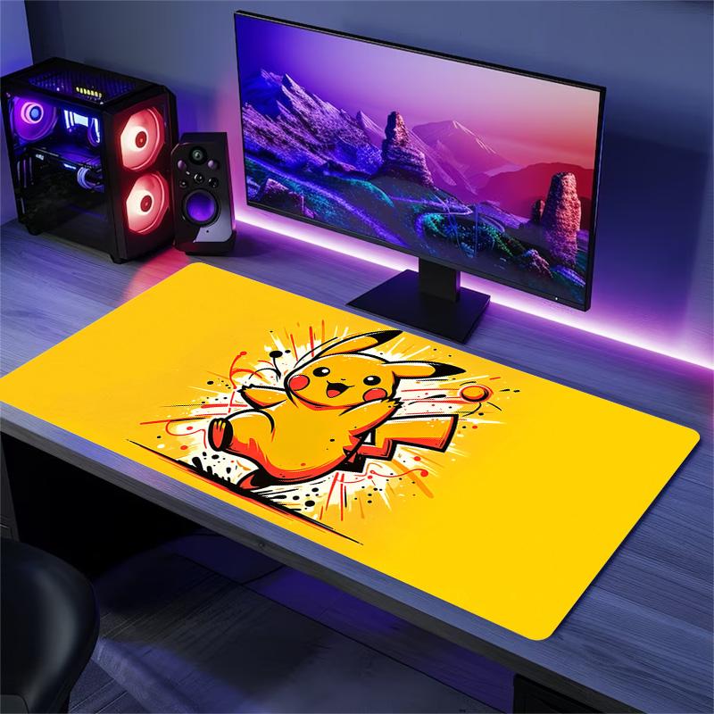 Happy Pikachu Print Cushion Non-slip Laptop Tablet Big Mousepad XXL Mat Mini PC Playmat With Lock edge