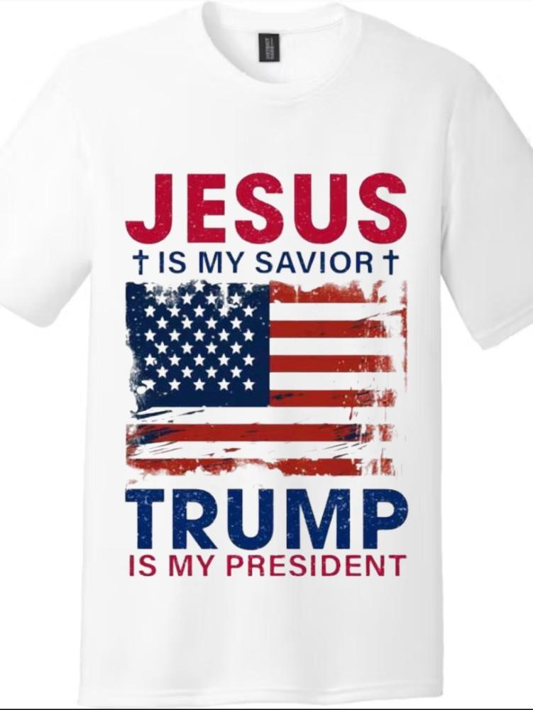 

Jesus Is My Savior Trump Is President Shirt | Faith MAGA Conservative Tee L