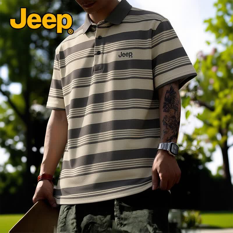 Мужская полоскатая футболка-поло JEEP US 4.5 хаки