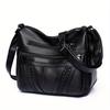 Braided Detail PU Leather Crossbody Bag, Women's Multi-Pocket Shoulder Purse, Fashion Soft Handbag