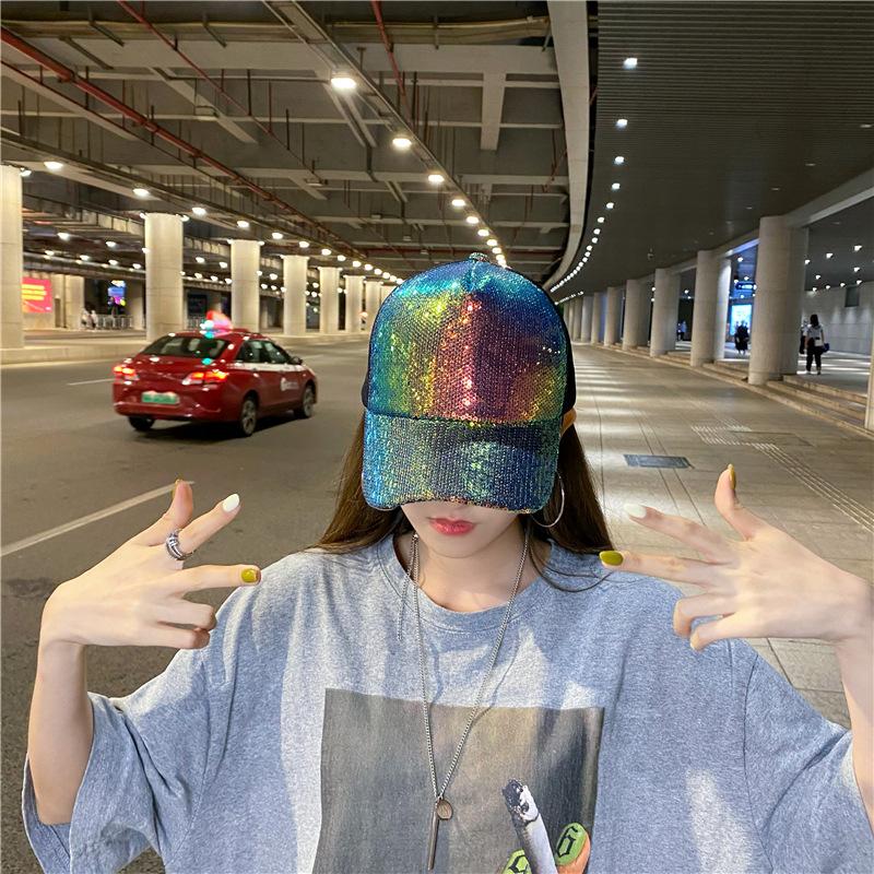 Adjustable Glitter Mesh Trucker Baseball Cap Shiny Hats for Women and Teenager Girls Snapback