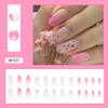 24pcs  Flower Almond Nail Pink Tender Gradient Floral Nail Art, Spring Romantic Fake Nail Product, Medium Long Wearing Nail