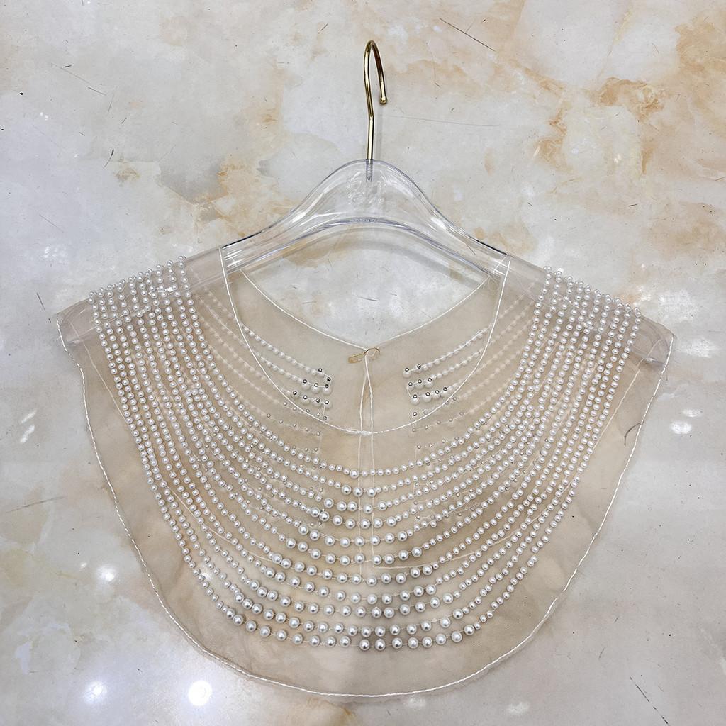 Girl Hollow Mesh Collar With Artificial Pearls And Rhinestone Decor Gift For