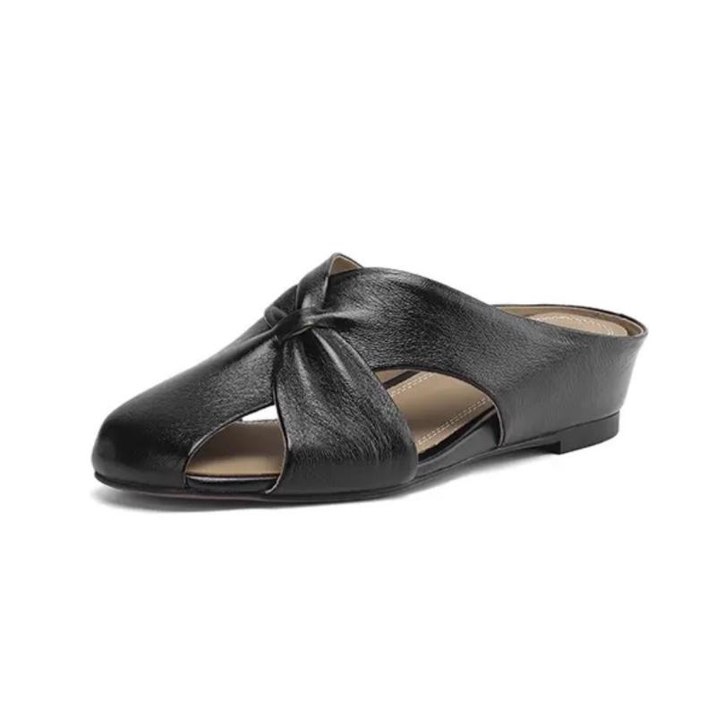 Fashion Mules Casual Shoes Woman Square Toe Slippers Women Heeled Sandals 2025 Trend Summer Elegant Dress Soft Leather Comfort Sandalias