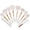 Solid wood handle silicone kitchen utensils 11-piece set, cooking kitchen tools spatula spoon 11-piece set
