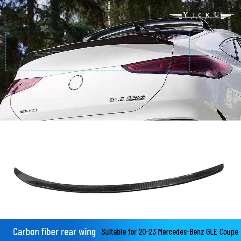 Compatible Mercedes-Benz GLE450/53 (20-23) LD Style Carbon Fiber Kit: Front & Rear Lip, Hood, Tail Top Spoiler, Grille