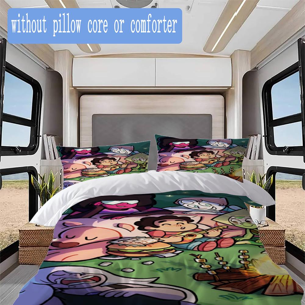 Steven Universe Pattern Bedding,Quilt Set Quilt Cover Pillowcase Home Birthday Gift (1*duvet Cover+2*pillowcase,without core)XSJT0917476