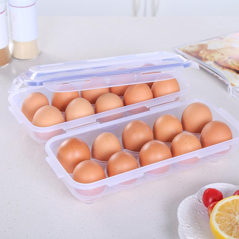10 Grid Egg Tray Organizer Box with Lid Kitchen Refrigerator Container Portable Storage for Fresh Eggs Space Efficient